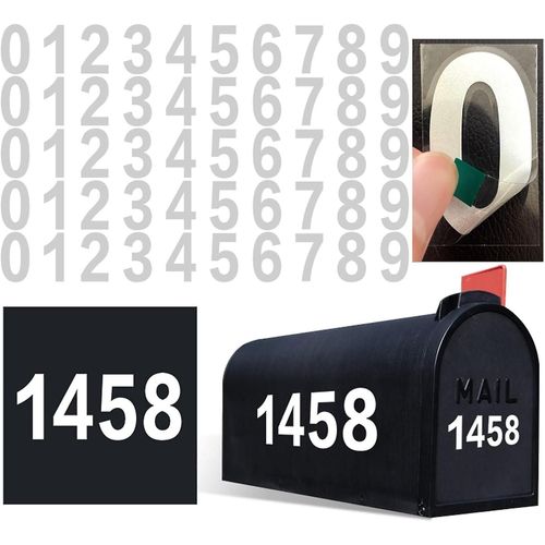 Numéros de boîte aux lettres pour l¿extérieur, autocollants de nombre réfléchissant 50 pcs