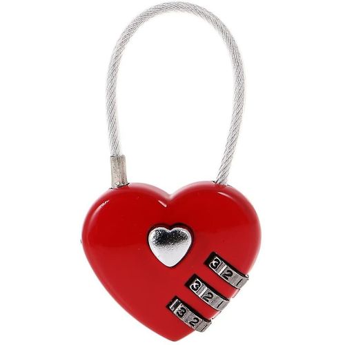 Mini code de fil d¿acier Cadenas Rouge Forme de c?ur Fancy Style pour valise de bagage