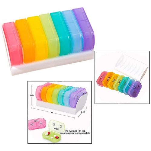 7 Jours Am / Pm Organisateur Pilulier, Multicolor Weekly Pill Box, Pill Holder 