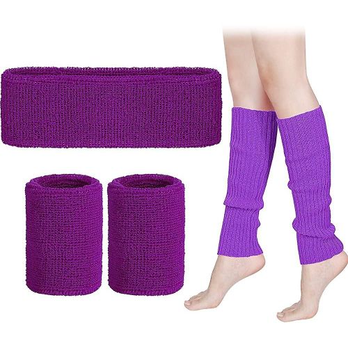 Leg Warmers Set Femmes 80s Neon Knit Leg Warmers Running Headband Wristbands