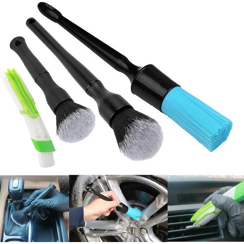 Brosses D¿Esthétique Automobile - Brosses De Nettoyage Douces Pour L¿Intérieur Et L¿Extérieur (Paquet De 4)