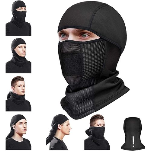 Cagoule Pour Hommes, Noir Coupe-Vent Complet Couvre-Visage Vélo Moto Ski