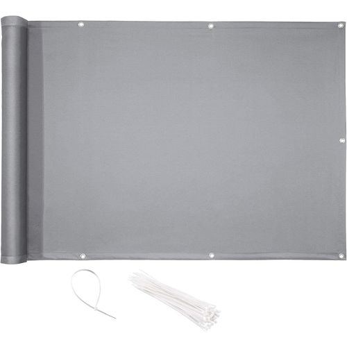 Brise-Vue Balcon 1,2 X 6 M Gris Clair Pes Panneau De Clôture Avec Attache-Câbles Hydrofuge Bordure De Balcon