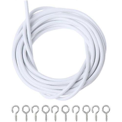 Net 4m Curtain Wire Window Cord Cable String Set with 5 Fish Eyes 5 Hooks Shower