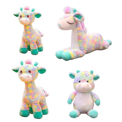 Sika Deer Peluche Jouet Poupée Arc-en-Ciel Treillis Girafe Oreiller de Couchage Cadeau Enfant Cadeau