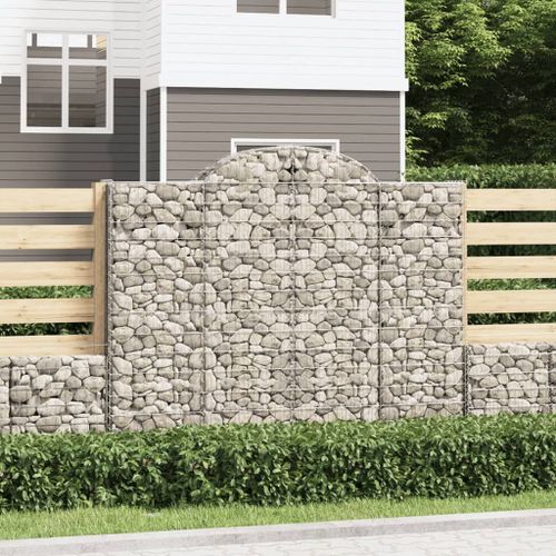 Vidaxl Paniers À Gabions Arqués 40 Pcs 200x50x160/180 Cm Fer Galvanisé