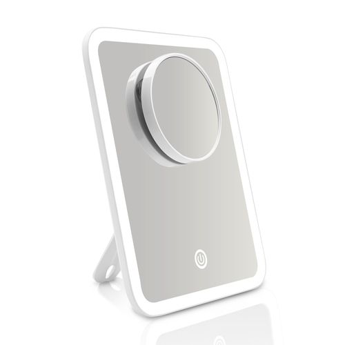 EMKE Miroir de maquillage avec ¿¿clairage, alimentation directe USB, dimmable, miroir grossissant 3x amovible, miroir cosm¿¿tique avec lumi¿¿re LED, miroir de table, miroir de voyage