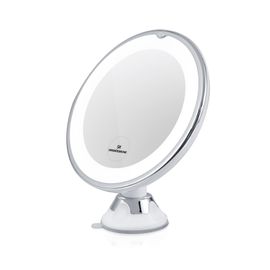 Emke Miroir Cosm¿¿Tique Avec ¿¿Clairage (6000k) Et Grossissement 5x, Ventouse Puissante, Miroir De Maquillage, Miroir De Rasage, Pivotant ¿¿ 360¡Ã, Pour La Maison, Les Voyages, Blanc Blanc
