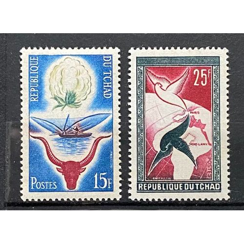 Lot De 2 Timbres Neufs** Tchad 1959 Y&t N° 60/61