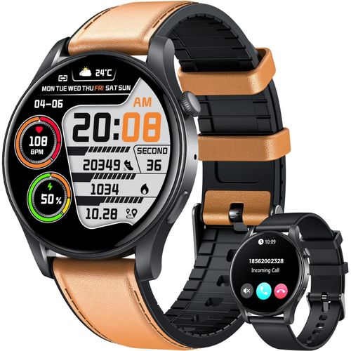Montre Connectée Homme Avec Appels - Smartwatch Écran Amoled 1,43'' Tactile Hd Moniteur Cardiaque/Spo2/Pression Artérielle/Sommeil 100+ Modes Sportifs Batterie Longue Durée 7j Compatible Android Ios