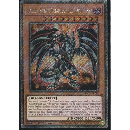 Carte Yu-Gi-Oh - Dragon Sombre Métallique Aux Yeux Rouges - Ra03-Fr212 - Platinium Rare