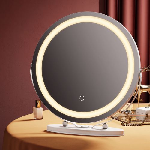 EMKE Miroir avec éclairage, miroir Hollywood avec commande tactile, 50 x 11 cm, dimmable, lumière variable, miroir cosmétique LED blanc, miroir de maquillage rotatif à 360° avec éclairage