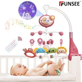 Bébé Mobile De Berceau Musical Avec Projection D'étoiles,Télécommande Boîte À Musique Avec Lumière,Hochets D'animaux Pour Enfants