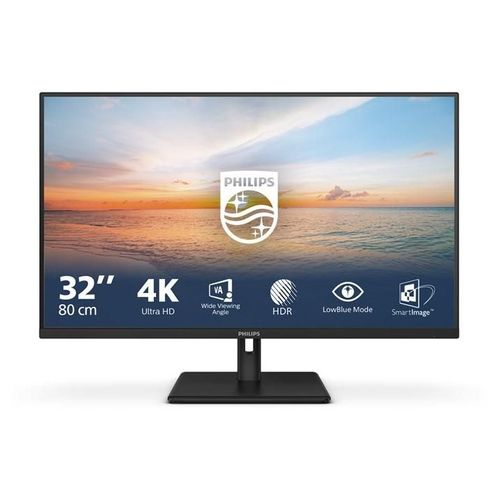Philips 32E1N1800LA - 1000 Series - écran LED - 32" (31.5" visualisable) - 3840 x 2160 4K UHD (2160p) @ 60 Hz - VA - 300 cd/m² - 3500:1 - HDR10 - 4 ms - 2xHDMI, DisplayPort - haut-parleurs - noir