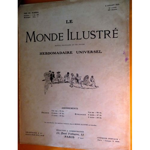 Le Monde Illustré Juillet 1922 : Page Spéciale Famille Princière Louis De Monaco, L'atlantide Et Les Recherches Océanographiques, La Haute Silésie, Les Sports De La Semaine Etc....