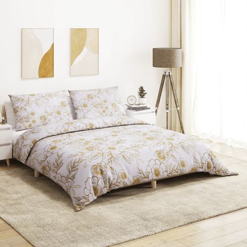 Vidaxl Ensemble De Housse De Couette Blanc Et Marron 260x240 Cm Coton