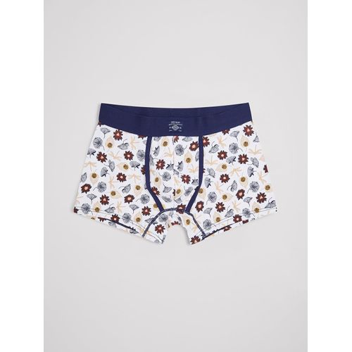 Boxer Shorty Fleuri En Coton - Blanc - Xl