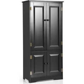 Costway Armoire De Rangement Vintage En Mdf Avec 2 Étagères Réglables À 5 Positions Et 2 Porte, Dispositif Anti-Dumping, Noir