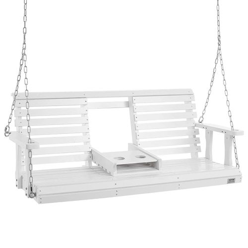 Balançoire En Bois Pour Véranda, Blanche, 1,37 M, Capacité De Charge Améliorée De 400 Kg, Chaise De Jardin Pour Cour<Ul><Li>Fabriquée En Bois Durable Pour Une Utilisation Extérieure</Li><Li>Finition Blanche Élégante Qui S'intègre Dans Tout Décor</Li>