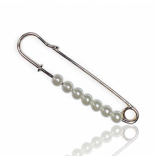Broche Épingle Dorée À Perles Blanches