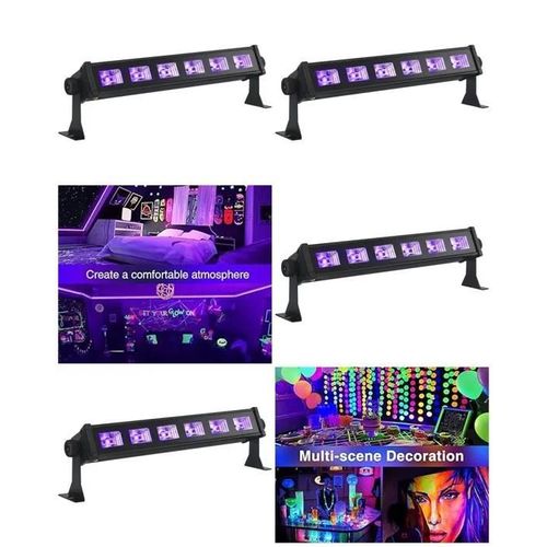 Jeux de lumière Pack de 4 BARRES UV à 6 LEDS 6x3W lumière noire soirée fluo PA DJ LED MIX SONO BAR CLUB LASER