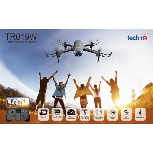 Tech Rc Tr019w Drone Avec Caméra 1080p Mini Drone Pliable-Autre