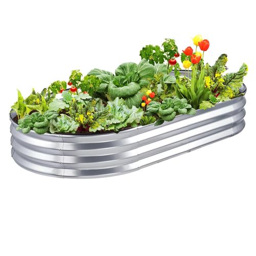 Kit de Jardin sur Élévation, Grande Taille, Métal, Fond Ouvert, Argenté<div> <ul> <li>Matériau durable en métal pour une longévité accrue</li> <li>Conception à fond ouvert pour un drainage optimal</li> <li>Grande taille idéal
