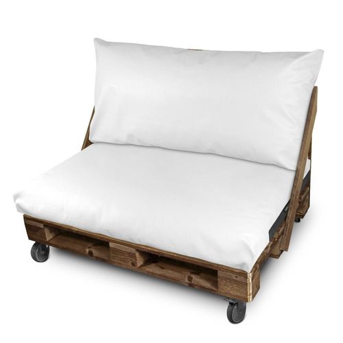 Coussin Pour Palette Similicuir Extérieur Blanc Housse Siège Et/Ou Dossier 120x60x20 Sans Garnissage Blanc