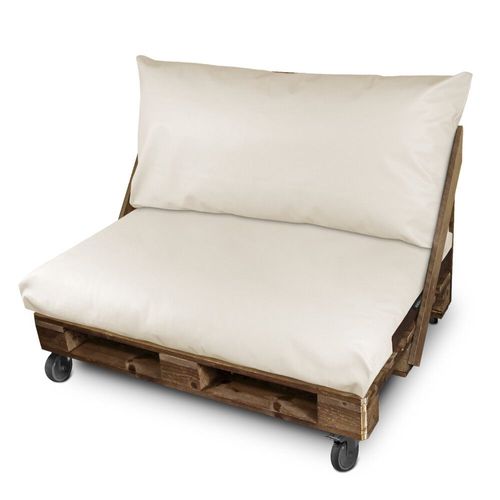 Coussin Pour Palette Similicuir Extérieur Écru Siège 120x80x20 Écru