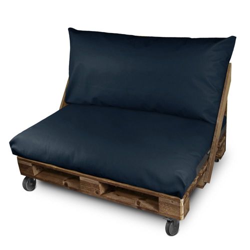 Coussin Pour Palette Similicuir Extérieur Bleu Foncé Siège 80x80x20 Bleu Fonçé