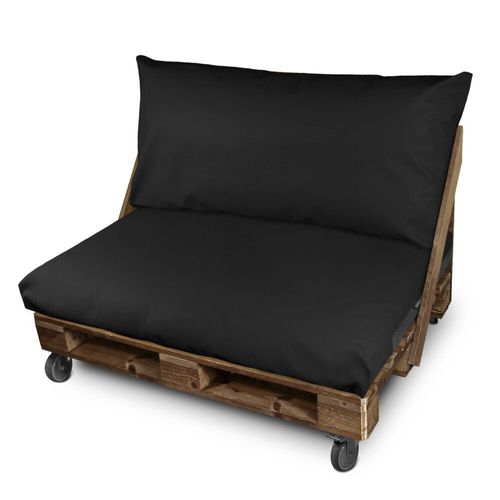 Coussin Pour Palette Similicuir Extérieur Noir Housse Dossier 120x45x25 Sans Garnissage Noir