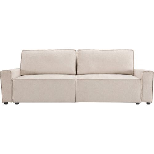 Canapé Droit Convertible En Tissu Chenille "Montaigne" - 3 Places - Beige