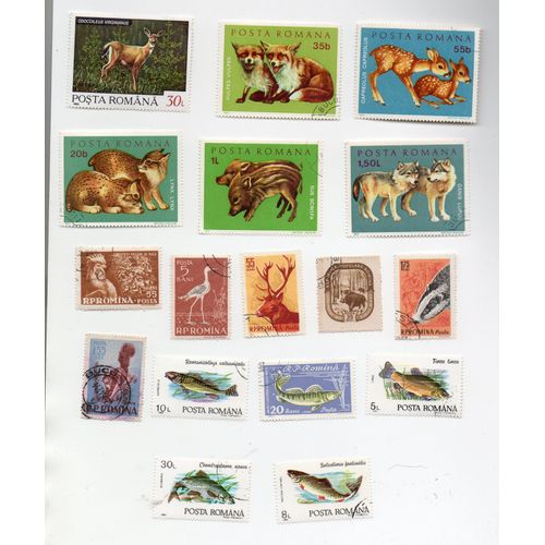 Roumanie- Lot De 17 Timbres Oblitérés- Animaux Divers