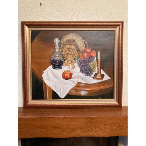 Peinture À L’Huile « Nature Morte » Encadrée