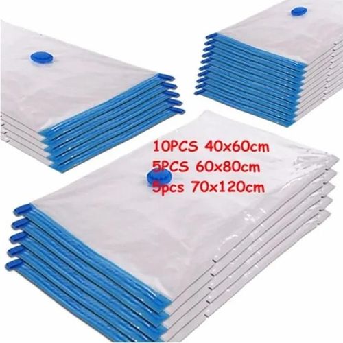 Lot de 20 Sac Rangement Sous Vide - GlobalGO - Compression Vêtements - Transparent - Plastique