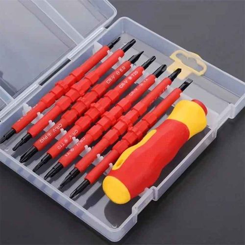 Jeu de tournevis isolés interchangeables avec embouts à fente magnétique,kit d'outils de réparation d'électricien,1000V,13 pièces - Type 14 IN 1 Set
