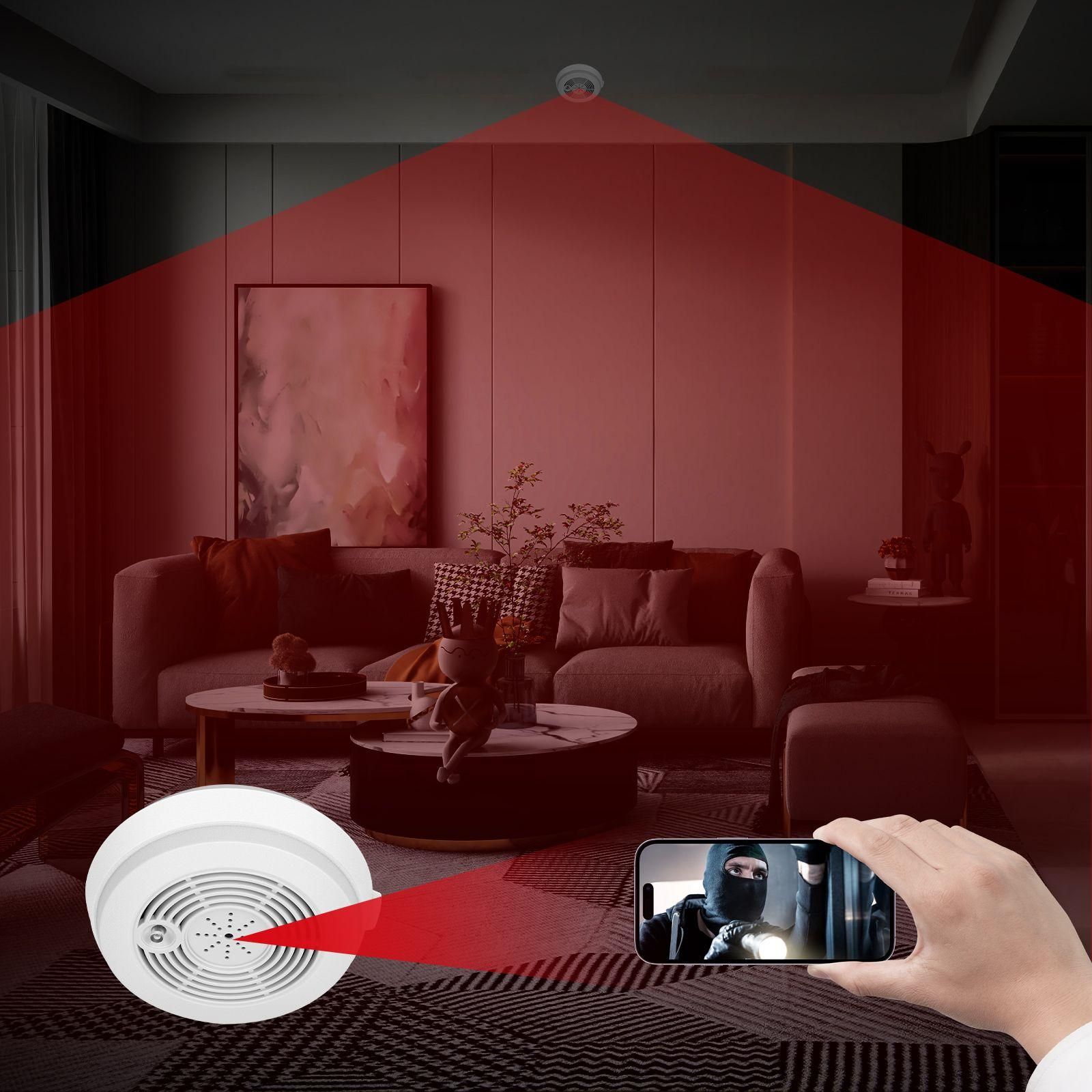 Dtecteur de Fume Camra Espion Full HD 1080p PIR Vision Nocturne Wifi App... - 5