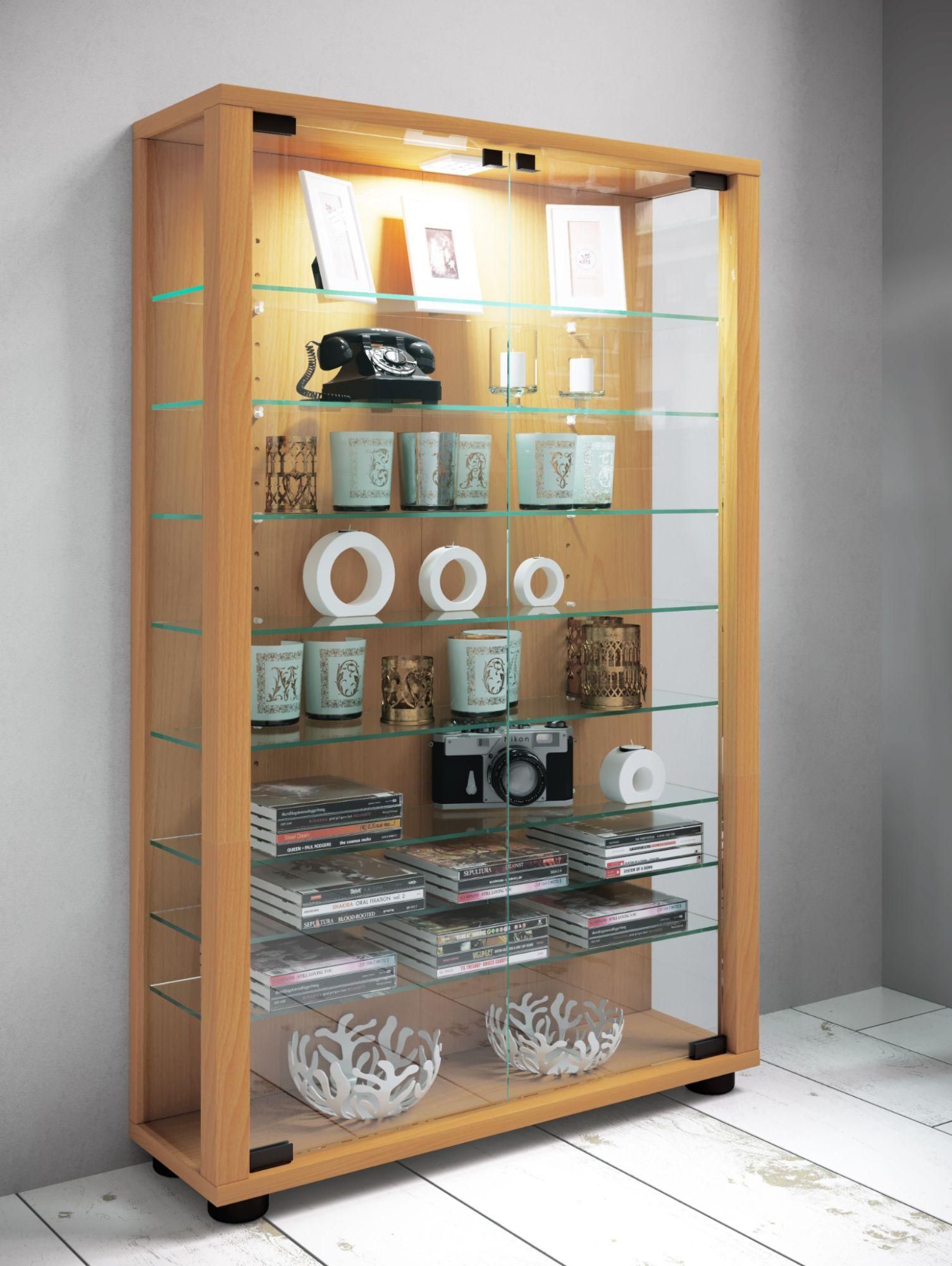 Vcm Bois Verre Vitrine De Collection Vitrine De Verre Vitrine De Stand Vitr... - 2