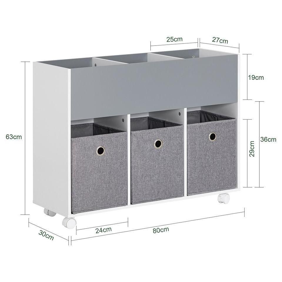 Sobuy tagre Pour Enfants Avec 3 Compartiments Et 3 Botes En Tissu Amovib... - 3