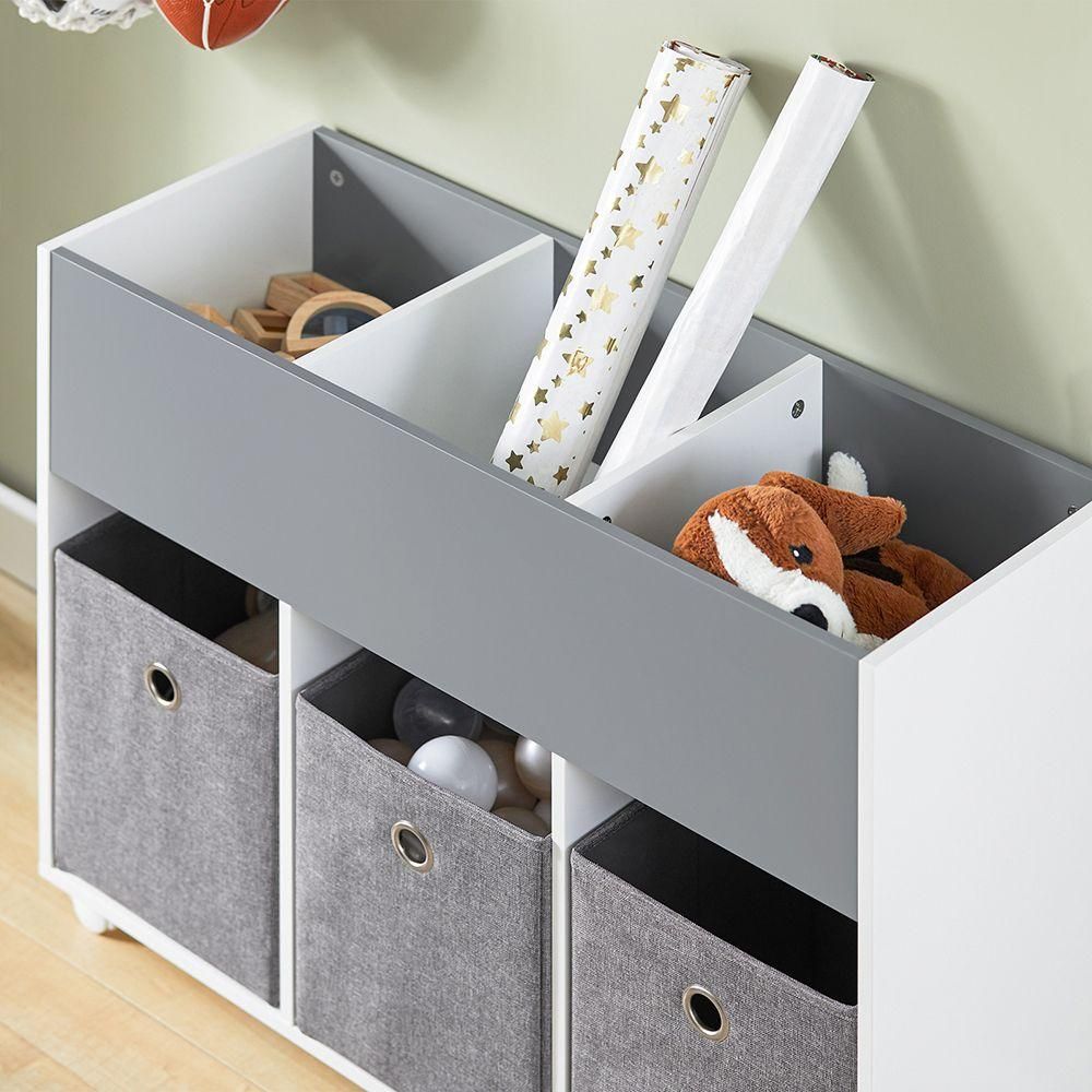 Sobuy tagre Pour Enfants Avec 3 Compartiments Et 3 Botes En Tissu Amovib... - 4