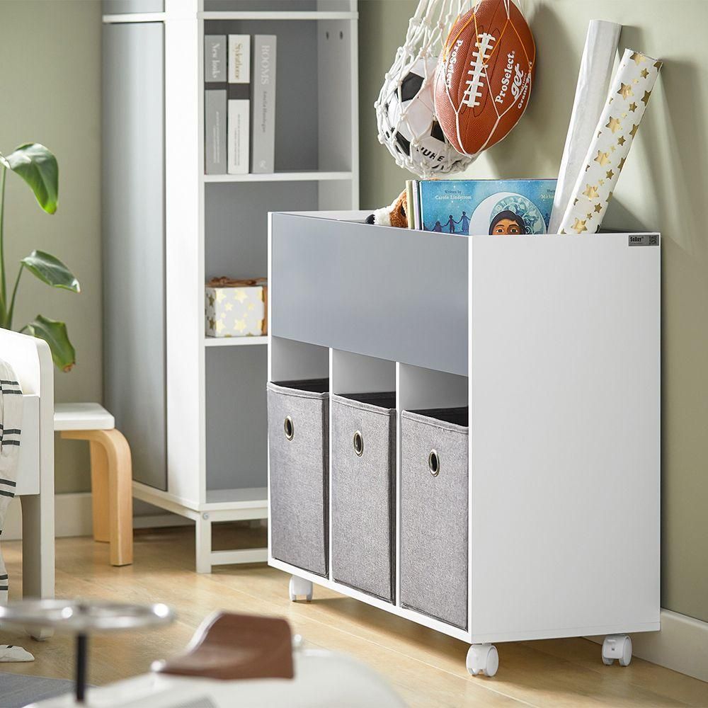 Sobuy tagre Pour Enfants Avec 3 Compartiments Et 3 Botes En Tissu Amovib... - 9