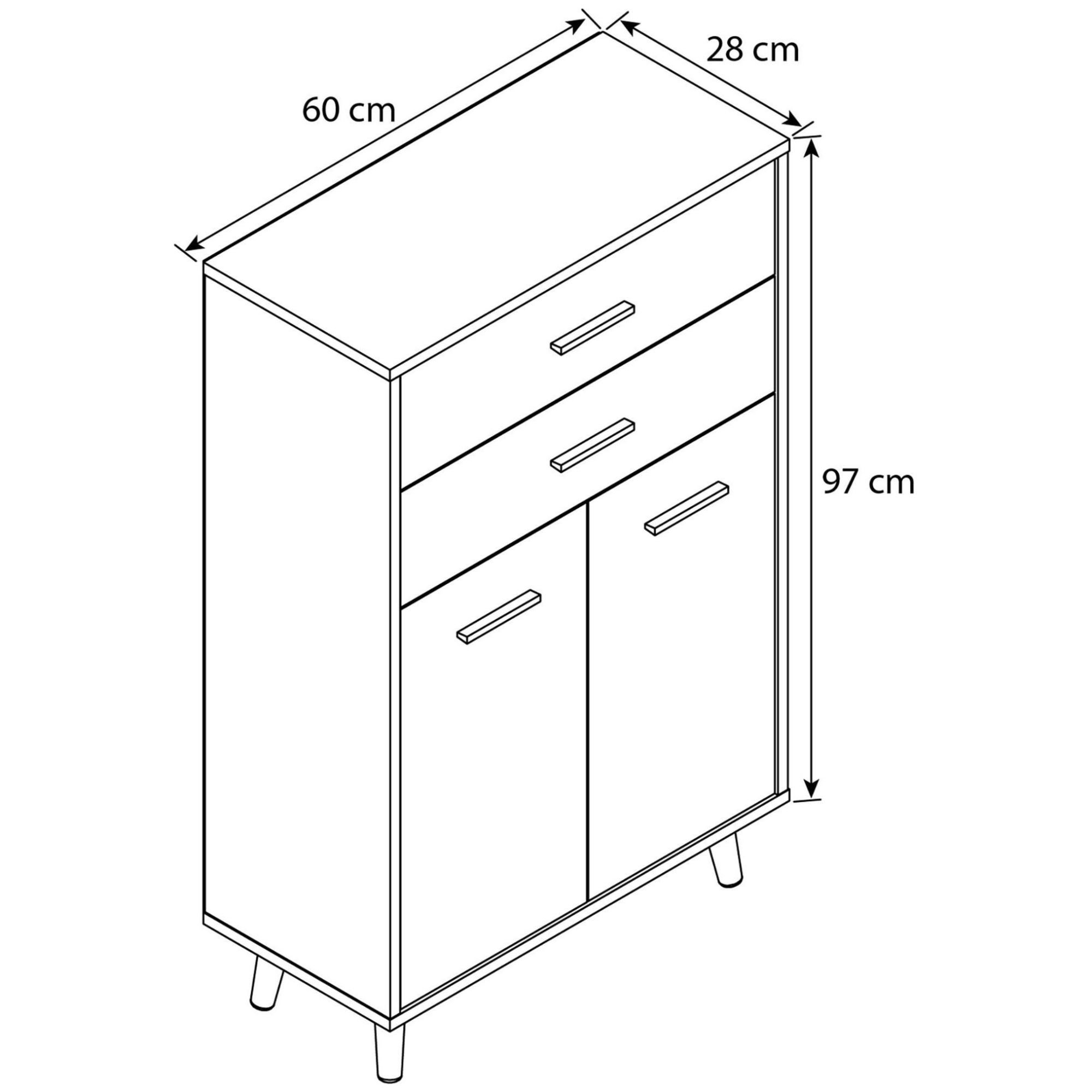 Vcm Bois Highboard Commode  Portes Battantes Tiroir Lindas Bois Highboard ... - 5