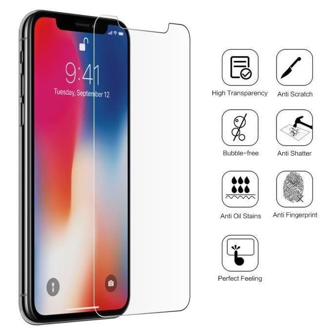 Hqselection  Coque Silicone Noir Mat Compatible Avec Iphone Xr + 2 Film De... - 5