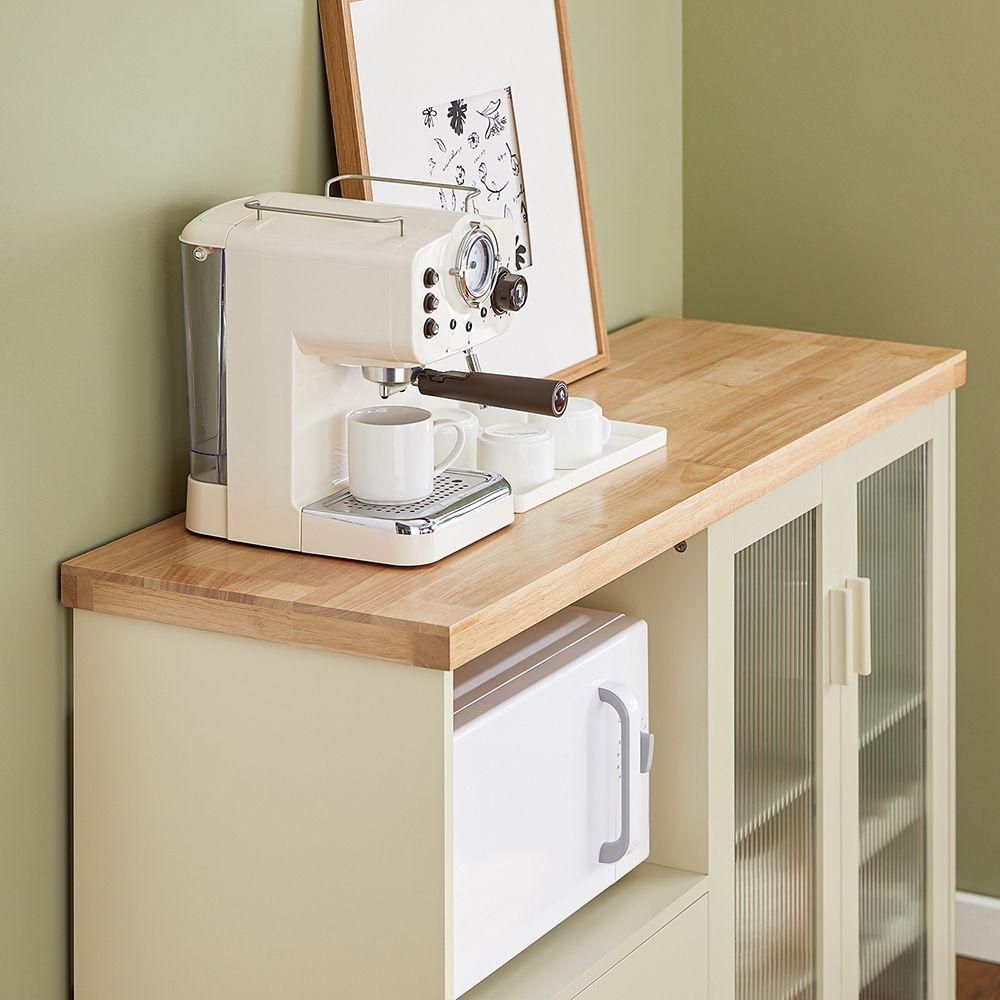 Sobuy Buffet Placard De Cuisine Avec 2 Portes Vitres Meuble Micro-Ondes Ar... - 4