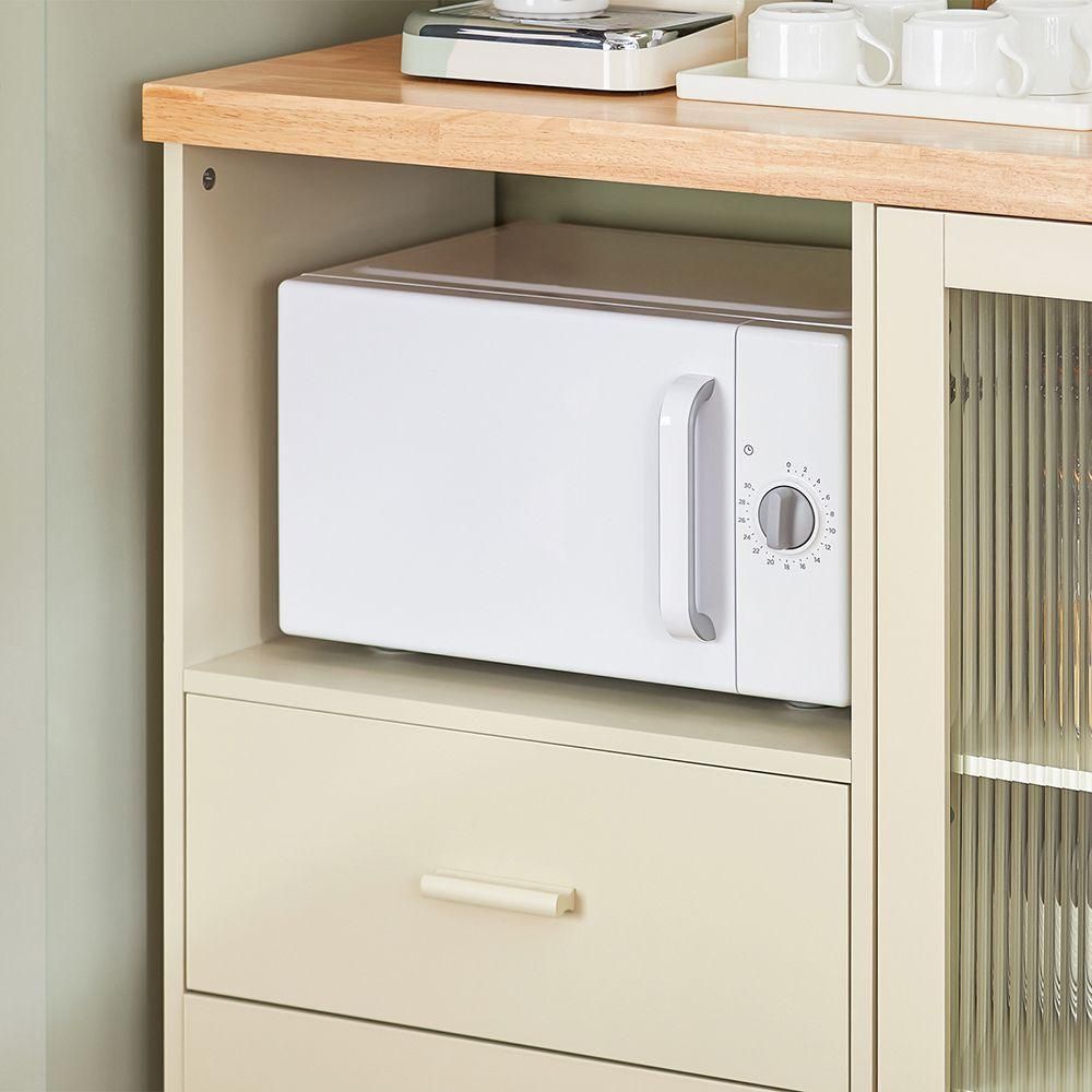 Sobuy Buffet Placard De Cuisine Avec 2 Portes Vitres Meuble Micro-Ondes Ar... - 5