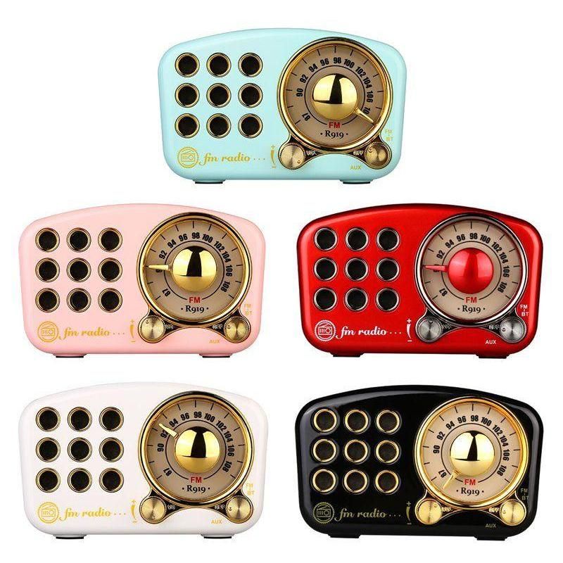 Mini Haut-Parleur Bluetooth Design Rtro et Radio-FM R919-B - Blanc
