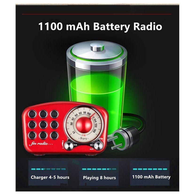 Mini Haut-Parleur Bluetooth Design Rtro et Radio-FM R919-B - Blanc - 2