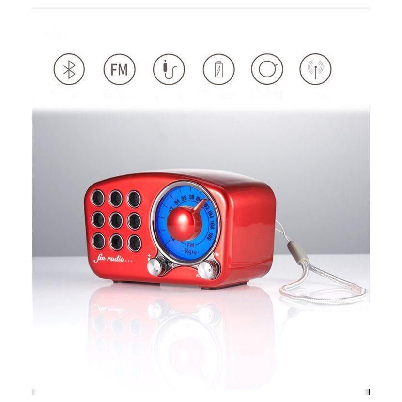 Mini Haut-Parleur Bluetooth Design Rtro et Radio-FM R919-B - Blanc - 3
