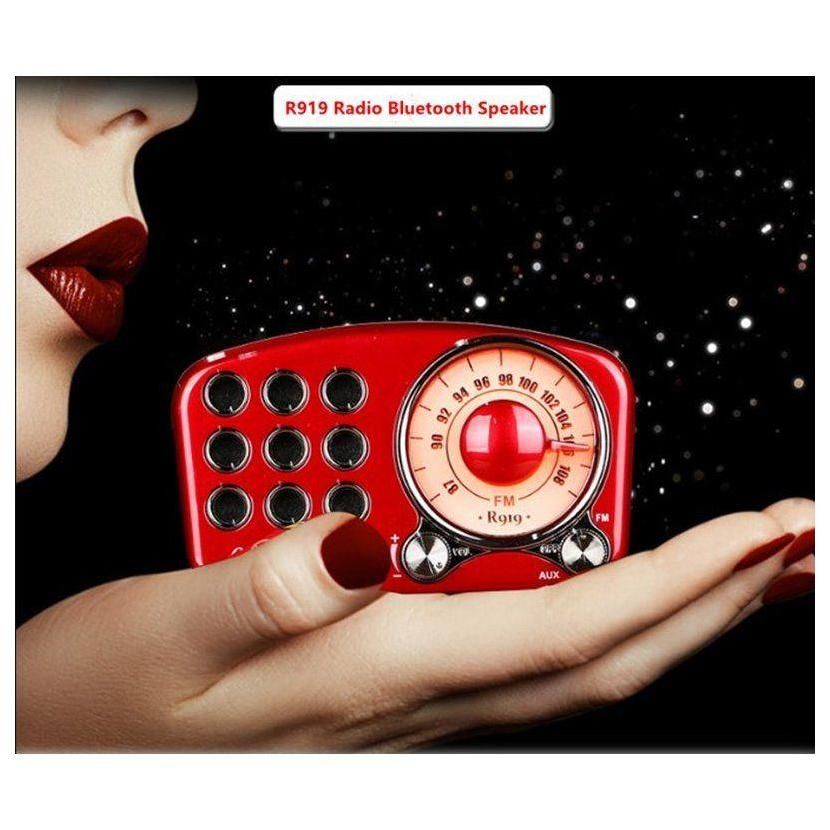 Mini Haut-Parleur Bluetooth Design Rtro et Radio-FM R919-B - Blanc - 4