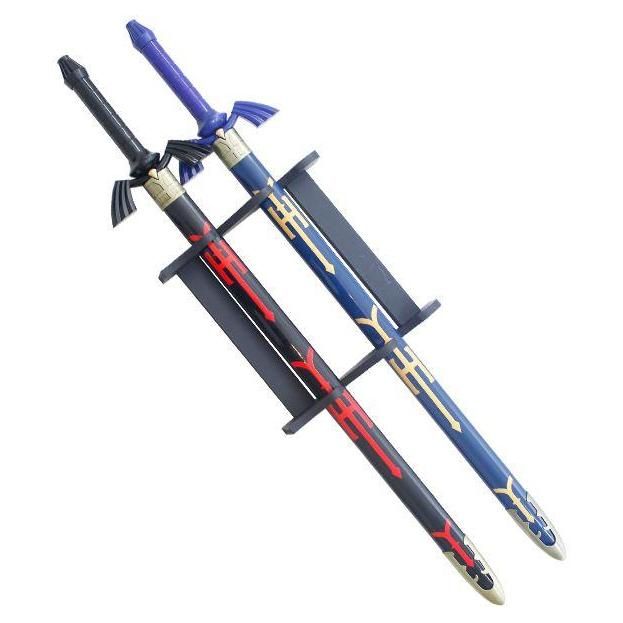 Pack 2 Epees Link Zelda Black et Blue + Fourreaux + Support